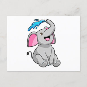 Cartão Postal Elefante na Splash com Água