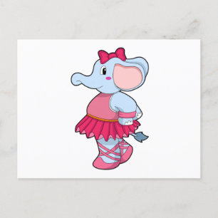 Cartão Postal Elefante no Ballet com Saia