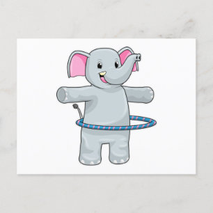 Cartão Postal Elefante no Esporte com pneus de Malhação
