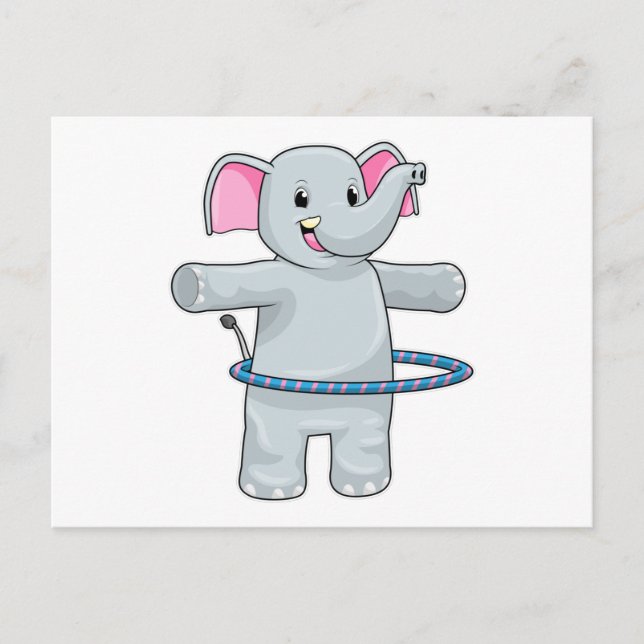 Cartão Postal Elefante no Esporte com pneus de Malhação (Frente)