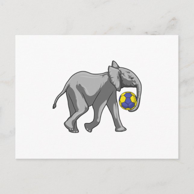 Cartão Postal Elefante no Esporte Handebol (Frente)