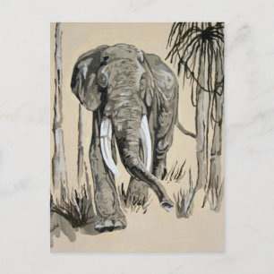 Cartão Postal Elefante Passando Pela Arte De Savana