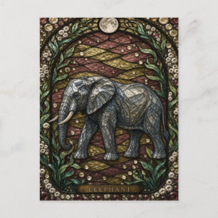 Cartão Postal Elefante Planícies Secas Illumina Vidro Manchado