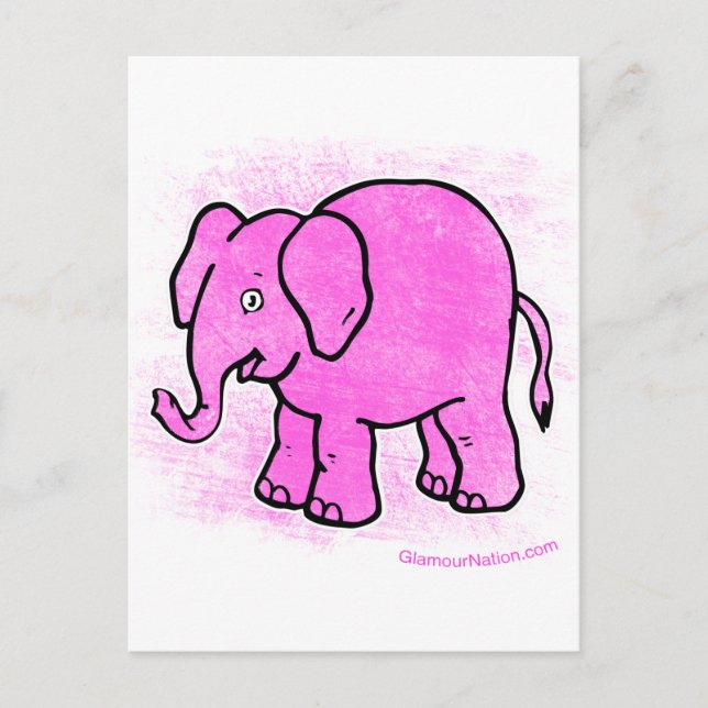 Cartão Postal elefante rosa (Frente)