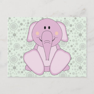 Cartão Postal Elefante Rosa Cutelyn Baby