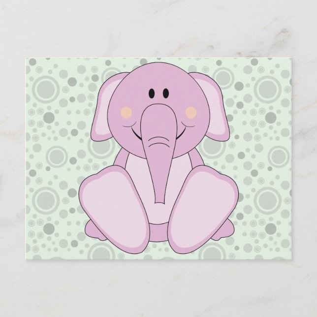Cartão Postal Elefante Rosa Cutelyn Baby (Frente)