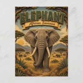 Cartão Postal Elefante Savana Africana POPCUT