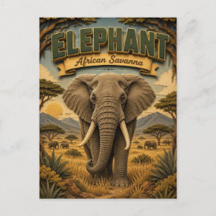 Cartão Postal Elefante Savana Africana POPCUT