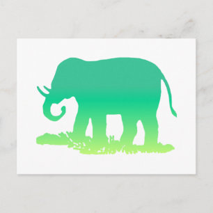 Cartão Postal Elefante Verde