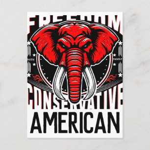 Cartão Postal Elefante Vermelho   Fé Família Liberdade Conservad
