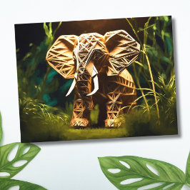 Cartão Postal Elefante Wooden Origami
