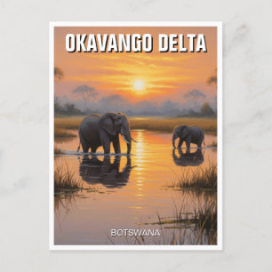 Cartão Postal Elefantes no Delta do Okavango