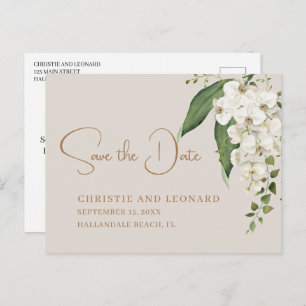 Cartão Postal Elegance White Orchid Salvar a Data