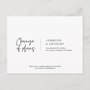 Cartão Postal elegância casual, mudança de planos, adiada