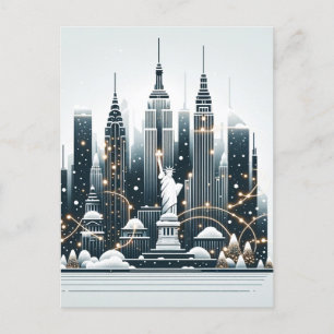 Cartão Postal Elegância de Férias em Nova York - Natal Personali