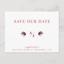 Elegância em Casamento Vermelho Salve nossa Data I