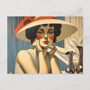 Cartão Postal Elegância Flapper: No Estilo de Jean Dupas