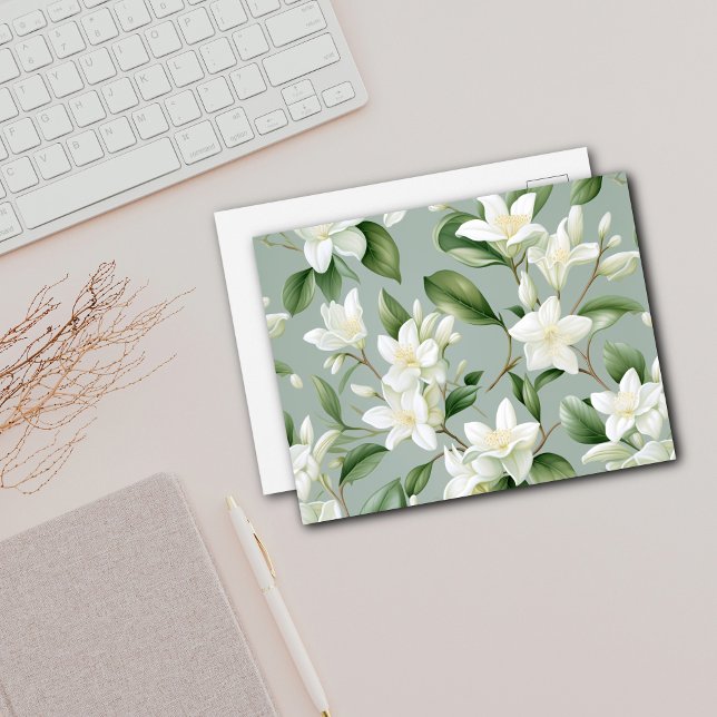 Cartão Postal Elegância Floral de Jasmim Suave (Criador carregado)