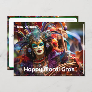 Cartão Postal 💚 💜 Elegância Jeweled: Esplendor de Mardi Gras