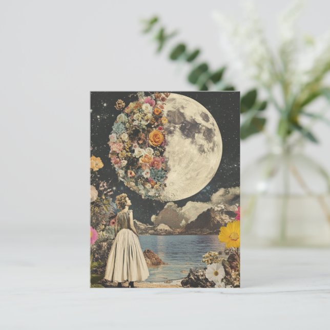 Cartão Postal Elegância Lua - Mulher com Lua (2) (Em pé/Frente)