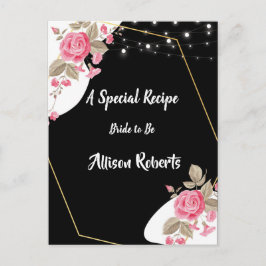 Cartão Postal Elegância Moderna Cordão Floral Rosa Bridal Shower