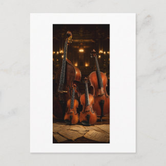 Cartão Postal Elegância Orquestral: A Família do Violino no Palc