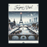 Cartão Postal Elegância Parisiense de inverno, Cidade das Luzes<br><div class="desc">Entra numa terra maravilhosa de inverno parisiense com o nosso cartão de Natal "Elegância de inverno Parisiense". Esta bela carta captura o romance e o encanto de Paris durante a estação festiva. Desde as luzes cintilantes ao longo do Sena até a majestosa Torre Eiffel brilhando com alegria de férias, cada...</div>