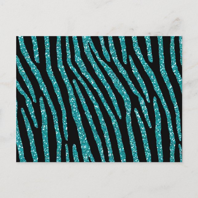 Cartão Postal Elegância Turquoise Zebra Glamor (Frente)