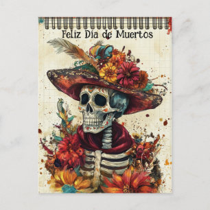 Cartão Postal Elegância 💀 Vintage de texto personalizado