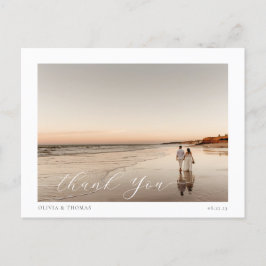 Cartão Postal Elegant Beach Destino Foto de Casamento Obrigado