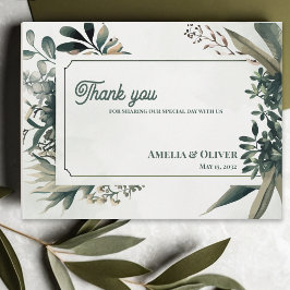 Cartão Postal Elegant Botanical Greenery Wedding Thank You