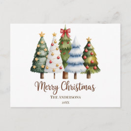 Cartão Postal Elegant Christmas Trees Holiday Season