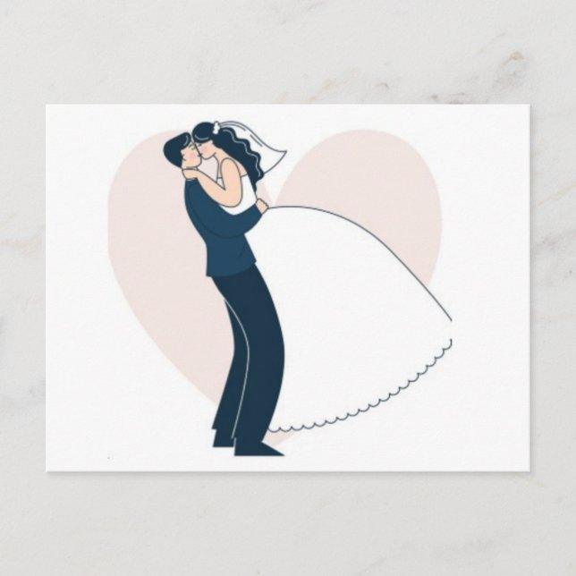 Cartão Postal Elegant Hand-Drawn Couple Engagement  (Frente)