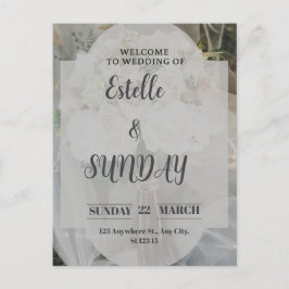 Cartão Postal Elegant Minimalist Wedding Welcome Sign