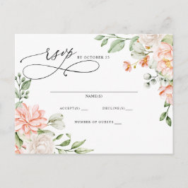 Cartão Postal Elegant Modern Botanical Blush Floral RSVP