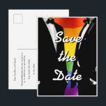 Cartão Postal Elegant Modern Gay Men Wedding Rainbow<br><div class="desc">The Gay Men Wedding Elegant Modern collection offers a complete suite of coordinating stationery and accessories designed for two grooms. Two grooms in classic black tuxedos against a vibrant rainbow Pride flag, with bold brush script typography that brings a retro-nostalgic edge to a modern celebration. Every piece is fully customizable...</div>