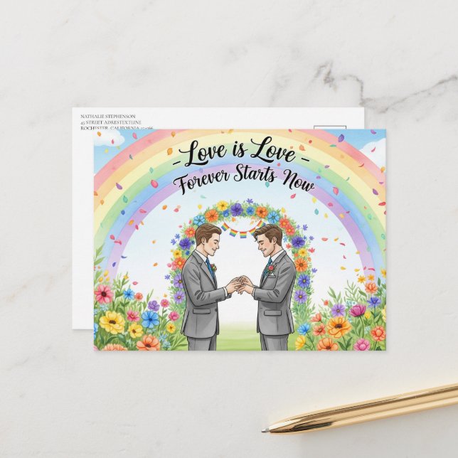 Cartão Postal Elegant modern wedding Save The Date postcard (Frente/Verso In Situ)