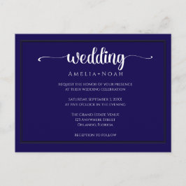 Cartão Postal elegant navy purple wedding invitation