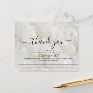 Cartão Postal Elegant Opal Stone Custom Logo Thank You Card