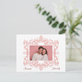 Cartão Postal Elegant Pink Valentine's Day Card - Custom Photo