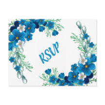 Elegant Sky Blue Floral RSVP Card