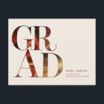 Cartão Postal Elegant Stylish Retro Grad Graduate Graduation<br><div class="desc">Send heartfelt appreciation with this thank you graduation postcard featuring bold oversized lettering in trendy stylish retro script typography and warm tones. Perfect as graduation party thank you postcards or thoughtful grad thank you notes for a graduate college university class of celebration, it offers a modern minimal elegant look. Personalize...</div>