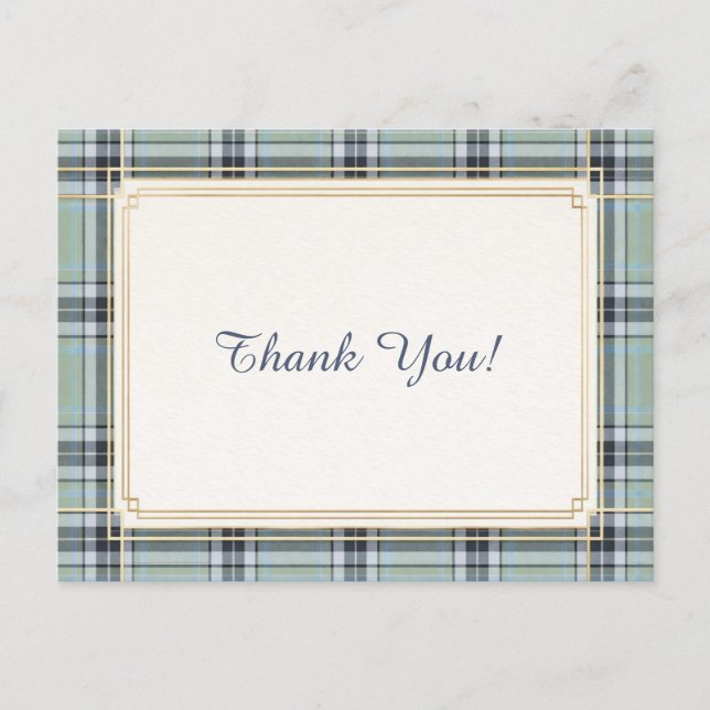Cartão Postal Elegant Tartan Frame Thank You  (Frente)
