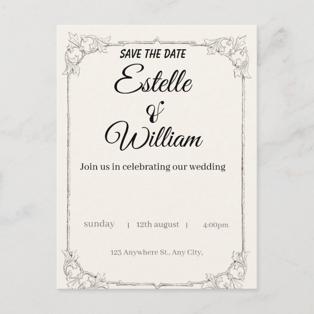 Cartão Postal Elegant Wedding Invitation – A Modern Touch for Yo (Frente)
