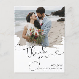 Cartão Postal Elegant Wedding Script Thank You Photo