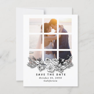 Cartão Postal Elegant Window with Image Wedding Save the Date