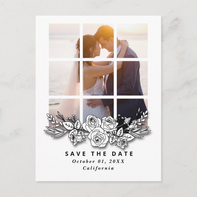 Cartão Postal Elegant Window with Image Wedding Save the Date (Frente)
