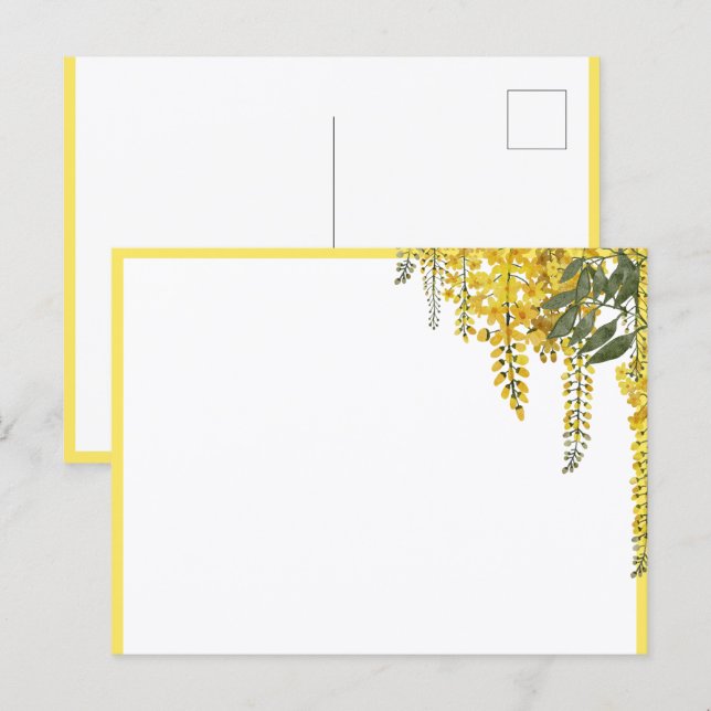 Cartão Postal Elegant Yellow Flowers Botanical Postcard (Frente/Verso)