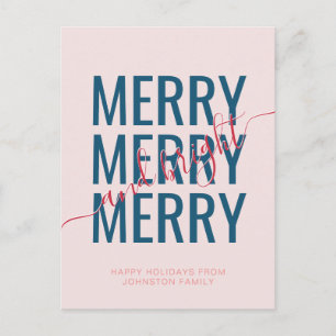 Cartão Postal Elegante alegre e brilhante Natal rosa feriado