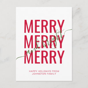 Cartão Postal Elegante alegre e brilhante Natal vermelho feriado